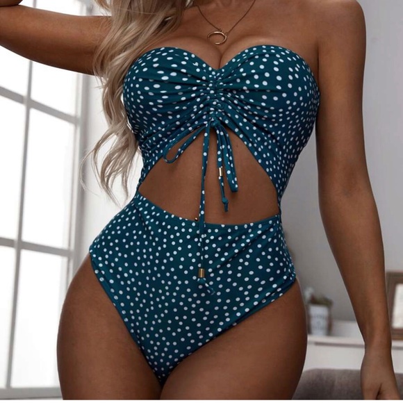 SHEIN Other - SHEIN Polka Dot One Piece Swimsuit in Teal